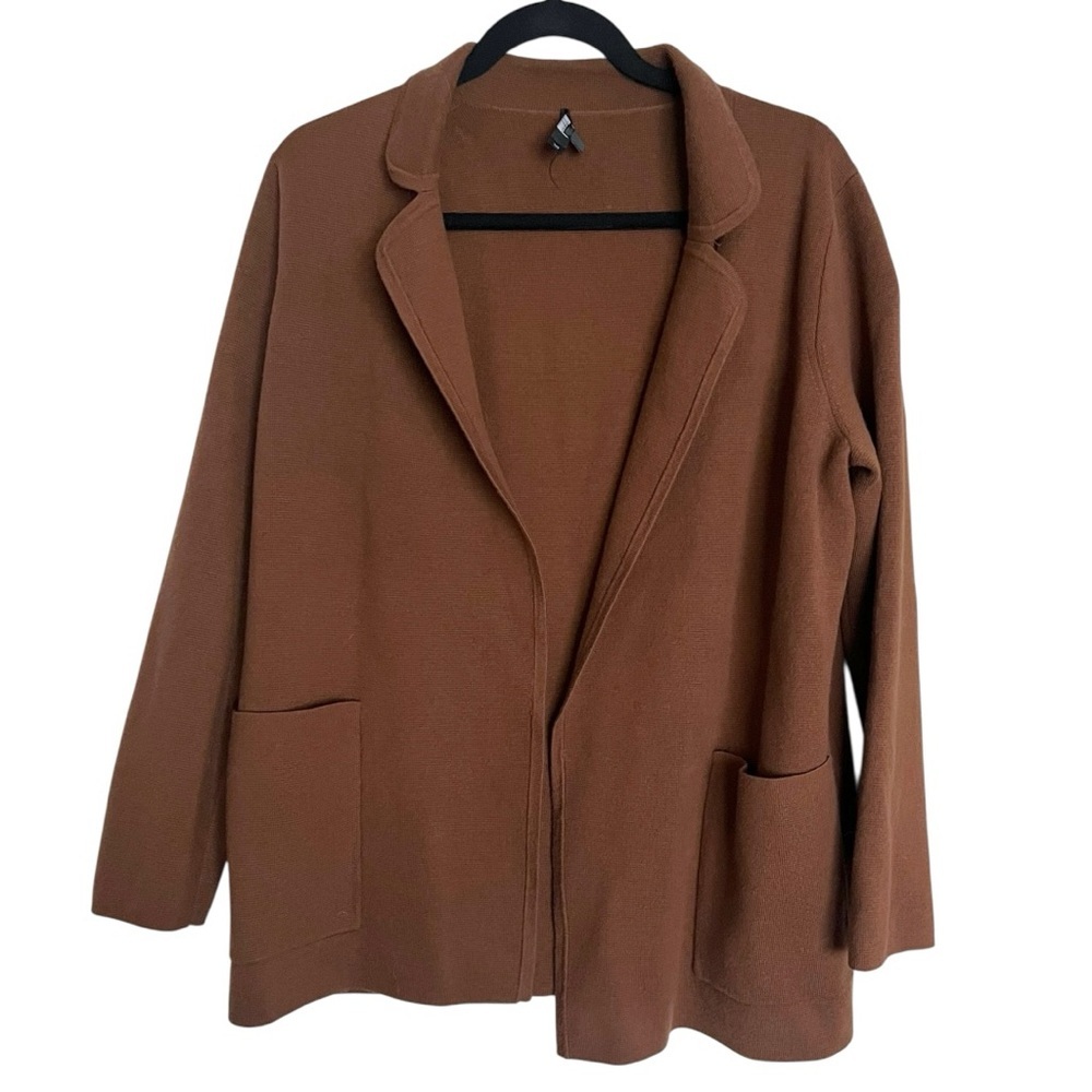 J.Crew Eloise Sweater Blazer Wool Blend Heather Walnut Brown Small - Picture 2 of 6